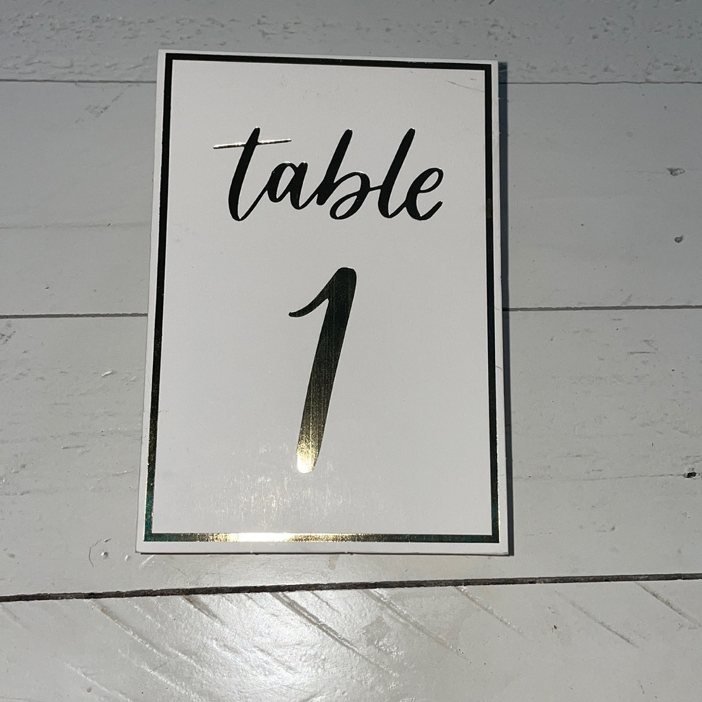 🟢3 for $10 bundle! Gold Lettering Card Stock Table Numbers 1-20
